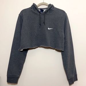 Nike Women’s Size Large Dark Grey Heather Custom Cropped Hoodie